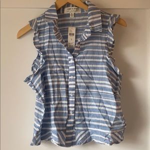 Stripe Ruffle Sleeve Tank Blouse NWT